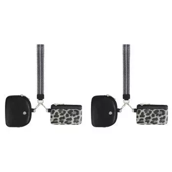 Женский мини-бумажник на застежке-молнии с двойным кошельком (леопардовый узор Черный)