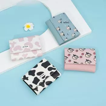 Женский мини-кошелек тройного сложения с отделениями для нескольких карт - кошелек для монет из коровьей кожи в японском и корейском стиле