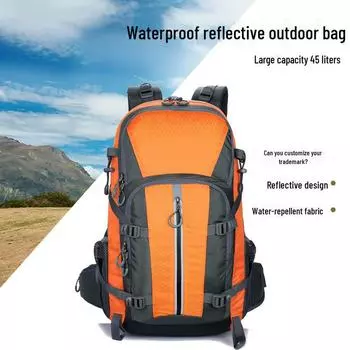 Женский мини-рюкзак для походов из водонепроницаемого нейлона с настраиваемыми светоотражающими полосами и двойной конструкцией альпинистской сумки. 40L синий