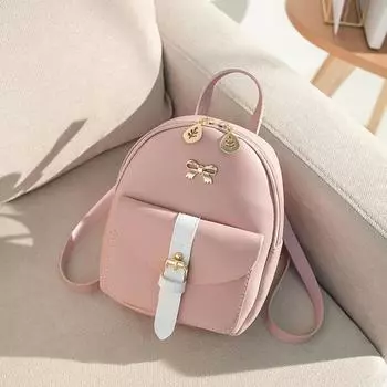 Женский мини-рюкзак из искусственной кожи Kawaii рюкзак милый изящный рюкзак маленькие школьные сумки для девочек бант-узел лист полые чёрный