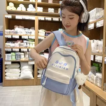 Женский мини-рюкзак, легкий детский рюкзак с цветными блоками, студенческая маленькая школьная сумка для девочек хаки