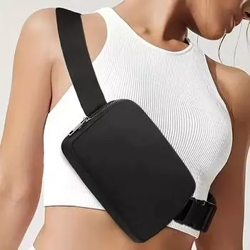 Женский мини-рюкзак с вышивкой Yogodlns, рюкзак со съемным ремнем, многофункциональная нагрудная сумка с одним ремнем 20x5x14cm чёрный