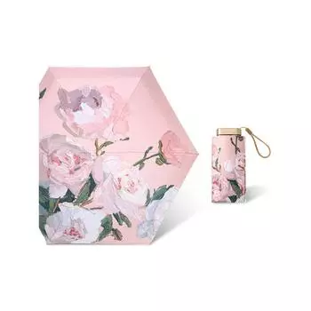 Женский мини-зонт с защитой от солнца из черной резины, компактный и удобный капсульный зонт с шестью сгибами