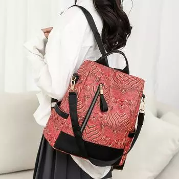 Женский многоцелевой рюкзак из искусственной кожи в стиле ретро, большая вместительная сумка через плечо с принтом, дорожная сумка серый