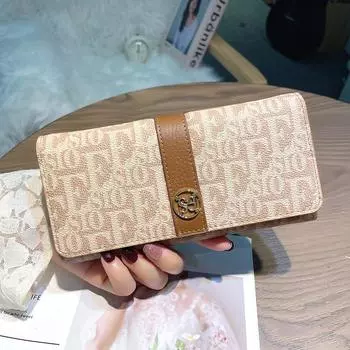 Женский многофункциональный длинный кошелек - большая вместимость, клатч контрастного цвета с держателем для карт