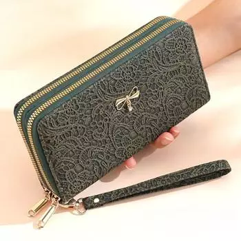 Женский многофункциональный кошелек большой емкости, длинный кошелек хаки