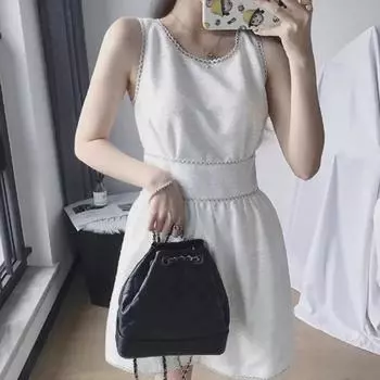 Женский многофункциональный рюкзак для путешествий из натуральной кожи 2024 года с модной бриллиантовой цепочкой Wandering Bucket Bag чёрный