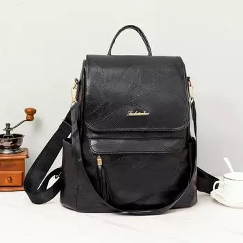 Женский многофункциональный рюкзак из мягкой кожи с кисточками в стиле ретро, студенческий дорожный рюкзак чёрный