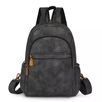 Женский многофункциональный рюкзак ПУ дорожная сумка большой емкости нагрудная сумка чёрный