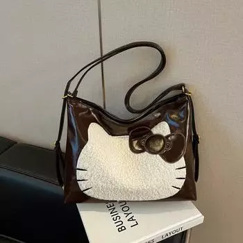 Женский многофункциональный рюкзак с рисунком кота через плечо леопардовый