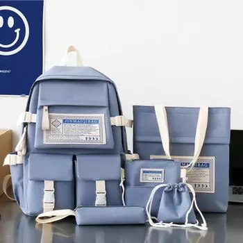 Женский многосекционный рюкзак большой вместимости для средней школы чёрный