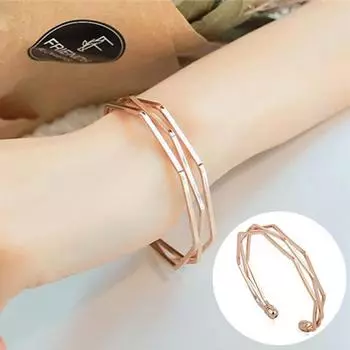 Женский многослойный геометрический браслет с открытым концом, браслет, ювелирные изделия на запястье золотистый