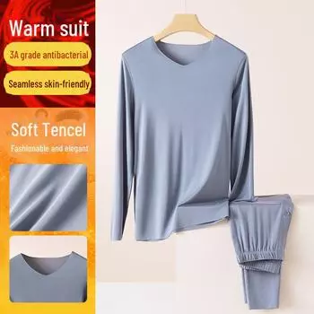 Женский модальный тонкий термобелье с осенними брюками и мужской бесшовный комплект нижнего слоя Women s; M чёрный