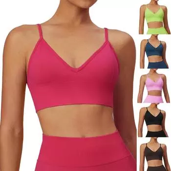 Женский модный бесшовный бюстгальтер для йоги с открытой спиной Premium L чёрный