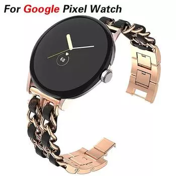 Женский модный браслет для Google Pixel Watch 3 2 45 мм 41 мм сменный ремешок кожаный металлический браслет Correa для Pixel Watch Аксессуары Pixel Watch3 45mm чёрный