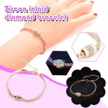 Женский модный браслет с цирконом, драгоценный камень, браслет, ювелирный подарок розового золота