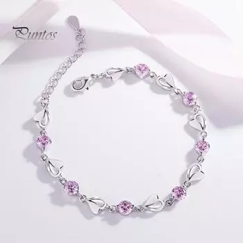 Женский модный браслет с подвесками в виде сердца и стразами, браслет из цинкового сплава, наручные украшения на День святого Валентина, день рождения синий