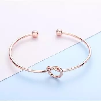 Женский модный браслет, ювелирные изделия, браслет из нержавеющей стали, браслет из розового золота с узлом розового золота