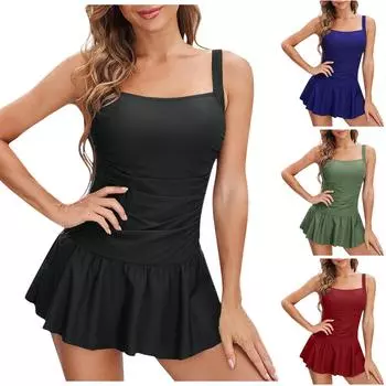 Женский модный цельный цельный купальник с ремнем на талии L синий