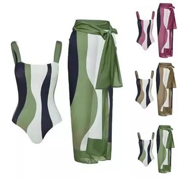 Женский модный цельный комплект купальников для отдыха в бикини на берегу моря L кофейный