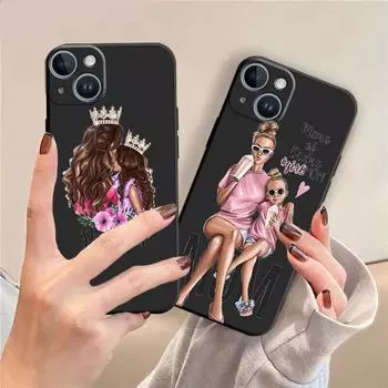 Женский модный чехол для девочек «Супер мама и ребенок» Funda для iPhone 7 8 6S SE 11 Pro Max 12 XR XS X 14 Plus 13 Mini Matte TPU Soft Cover iPhone 14