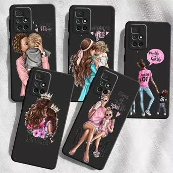 Женский модный чехол для девочек «Супер мама», чехол для ребенка, чехол для Xiaomi Redmi Note 10 Lite 8 11S 9 9S 7 11 Pro 11T 8T 10S Pro, черные чехлы-бамперы Redmi Note 7