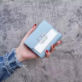 Женский модный держатель для кредитных карт, повседневный кошелек для монет, светло-синий короткий складной кошелек для женщин синий
