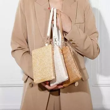 Женский модный длинный кошелек, простая соломенная сумка, держатель для монет и денег, органайзер для карт, кошелек, сумка, большая вместительная сумка для мобильного телефона бежевый