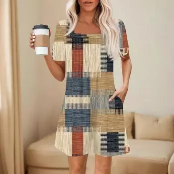 Женский модный и повседневный комбинезон с короткими рукавами и карманами, принтованный комбинезон-шорты M хаки