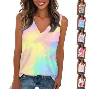 Женский модный и повседневный повседневный универсальный тонкий топ с градиентным принтом L розовый