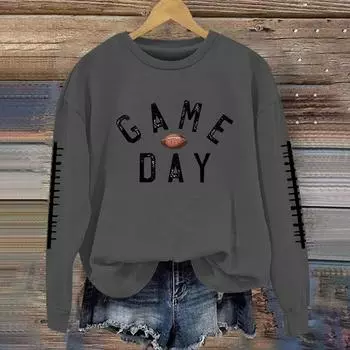 Женский модный и повседневный пуловер с длинными рукавами, принтом и круглым вырезом, спортивный топ-свитшот S