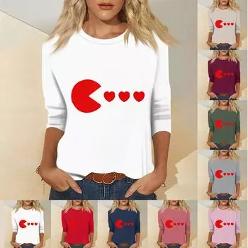 Женский модный и повседневный свитер с рукавом семь четвертей и принтом ко Дню святого Валентина L