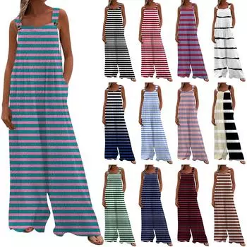 Женский модный и повседневный свободный фланелевый комбинезон с карманами и принтом L чёрный