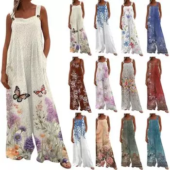 Женский модный и повседневный свободный фланелевый комбинезон с карманами и принтом L армия зеленый