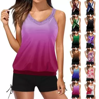 Женский модный и сексуальный купальник с подушечкой на груди, купальник с разделенным принтом, комплект из двух частей XXL красный