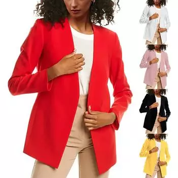Женский модный кардиган, костюм, темперамент, однотонная куртка XXL красный