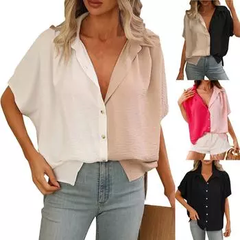 Женский модный кардиган с цветными блоками и пуговицами, топ с короткими рукавами L бежевый