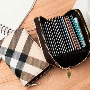 Женский модный клетчатый мини-кошелек из искусственной кожи на молнии с отделениями для карт 10.8*8.2CM