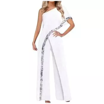 Женский модный комбинезон без рукавов с открытыми плечами на молнии и высокой вилкой без рукавов XL бежевый