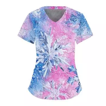 Женский модный комбинезон с V-образным вырезом, короткими рукавами и карманами с рождественским принтом L синий