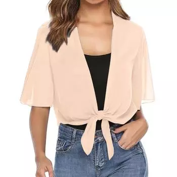 Женский модный комфортный прозрачный топ с короткими рукавами на шнуровке и открытым передом, однотонный, повседневный, для отдыха, с короткими рукавами L бежевый