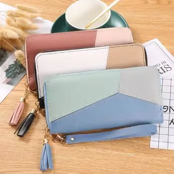 Женский модный кошелек на молнии, женский длинный кошелек, сумка, кошелек для монет, держатель для карт, кошелек из искусственной кожи, кошелек розовый