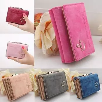 Женский модный кожаный кошелек на пуговицах, кошелек, женская короткая сумка синий