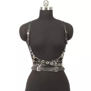 Женский модный кожаный ремень с многослойным украшением в виде заклепочного кольца, праздничный наряд для рейва, аксессуары для одежды One size чёрный