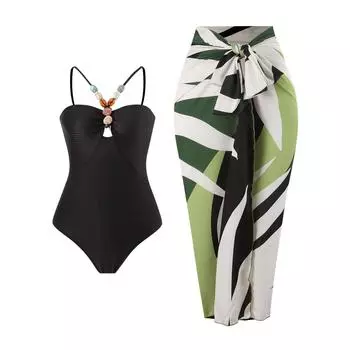 Женский модный купальник с бусинами, сексуальный комплект бикини с открытой спиной, моникини со шнуровкой сзади, комплект купального костюма из двух предметов, танкини, купальный костюм S