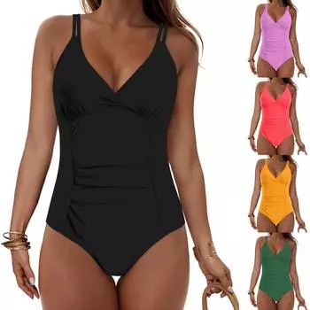 Женский модный купальник с V-образным вырезом, бикини, женский сексуальный обтягивающий купальник с открытой спиной, летний купальник-бикини S жёлтый