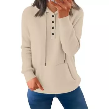 Женский модный легкий пуловер с длинным рукавом L бежевый