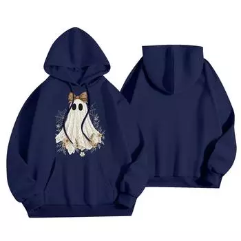 Женский модный легкий пуловер с длинным рукавом и карманами, худи с принтом S