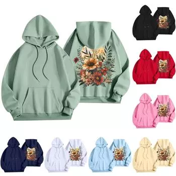 Женский модный легкий свитер с длинными рукавами и карманами с цветочным принтом XXXL