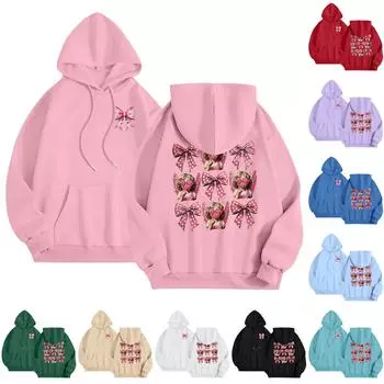 Женский модный легкий свитер с длинными рукавами и карманами с капюшоном L красный